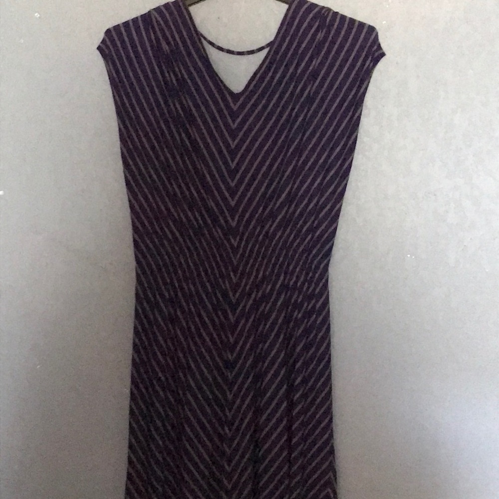 Dark blue and grey stripped maxi dress